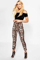 Boohoo Ana Leopard Print Stretch Skinny Trousers