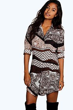 Boohoo Paisley Shirt Dress