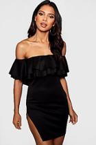 Boohoo Jen Double Frill Off Shoulder Bodycon Dress