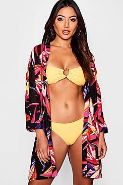 Boohoo Tropical Leaf Kimono
