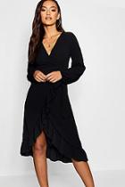 Boohoo Petite Woven Wrap Midi Dress