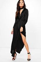 Boohoo Boutique Camy Satin Choker Wrap Maxi Dress