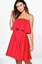 Boohoo Posie Bandeau Double Layer Skater Dress