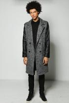 Boohoo 3/4 Smart Tailored Jacket With Pu Sleeves Grey