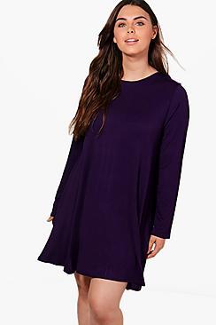 Boohoo Plus Bridget Scoop Neck Swing Dress