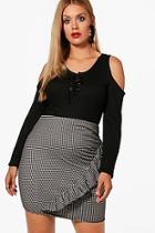 Boohoo Plus Aimee Lace Up Cold Shoulder Jumper