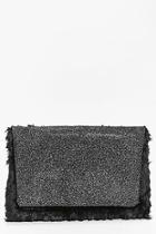 Boohoo Lola Glitter And Faux Fur Clutch Bag