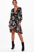 Boohoo Joanne Luxe Fabric Wrap Front Shirt Dress