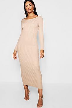Boohoo Tall Knitted Scoop Neck Midi Dress