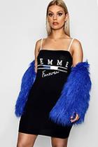 Boohoo Plus Iva Slogan Square Neck Mini Dress