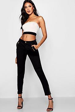 Boohoo Brie Black Zip Detail Skinny Jeans