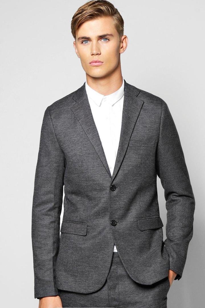 Boohoo Skinny Fit Suit Jacket Grey