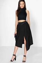 Boohoo Avah Belted Asymetric Midi Skirt