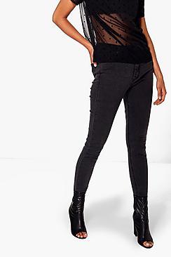 Boohoo Abbie 5-pocket High Rise Let Down Hem Jeans