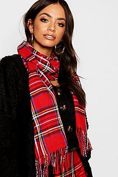 Boohoo Red Tartan Scarf