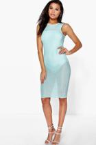 Boohoo Joanie Sleeveless Mesh Midi Dress With Body Mint