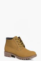 Boohoo Keira Lace Up Cleated Hiker Boot Sand