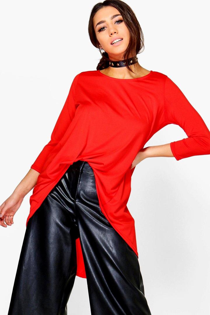 Boohoo Phoebe Curve Hem Tunic Orange