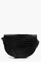 Boohoo Croc Semi Circle Saddle Cross Body