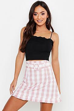 Boohoo Petite Frill Edge Rib Spaghetti Strap Cami