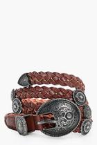 Boohoo Jess Skinny Plait Concho Belt