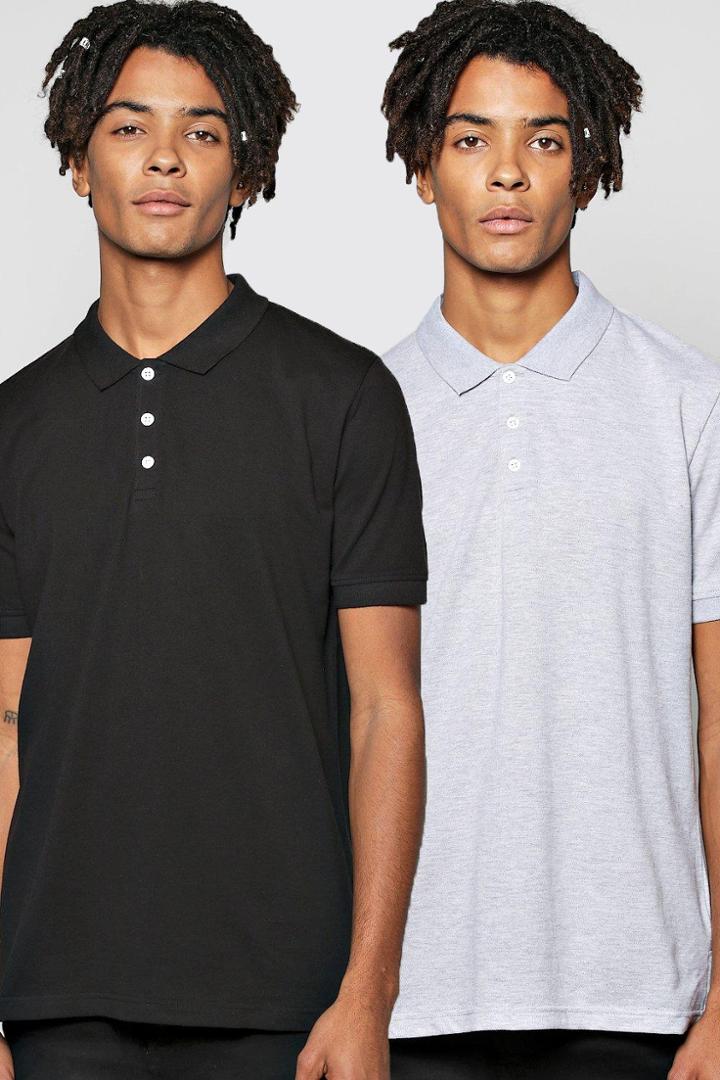 Boohoo Short Sleeve Pique Polo 2 Pack Multi