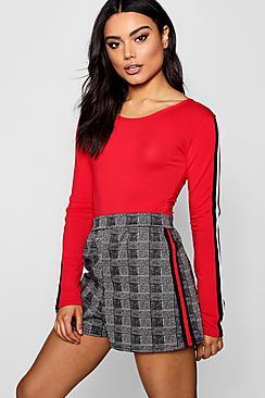 Boohoo Cecilia Checked Sports Stripe Shorts
