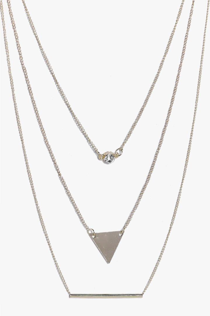 Boohoo Macie Triangle And Bar Layered Necklace Gold