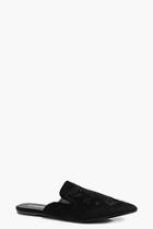 Boohoo Tabby Embroidered Pointed Mule Flats