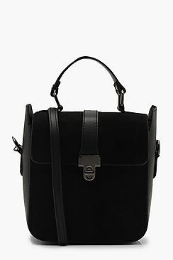 Boohoo Suedette Box & Lock Cross Body