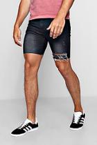 Boohoo Spray On Black Denim Shorts