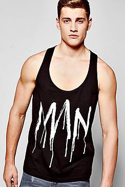 Boohoo Man Printed Racerback Vest
