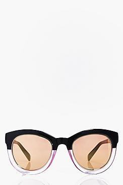 Boohoo Faith Contrast Frame Cat Eye Sunglasses