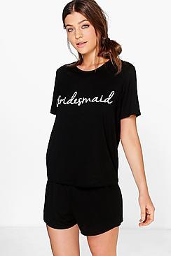Boohoo Mia Bridesmaid Bridal T-shirt And Shorts Pj Set