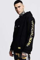 Boohoo Loose Fit Official Man Sleeve Print Hoodie