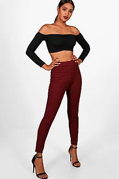 Boohoo Rosie Knitted Ribbed High Waist Leggings