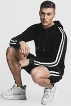 Boohoo Velour Man Hooded Short Tracksuit With Side Tape