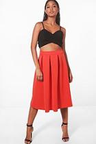 Boohoo Beau Box Pleat Midi Skater Skirt