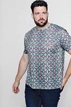 Boohoo Big And Tall Moroccan Print Longline T-shirt