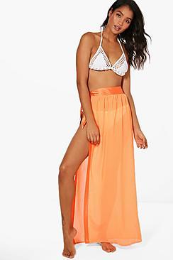 Boohoo Lena Satin Tie Beach Sarong