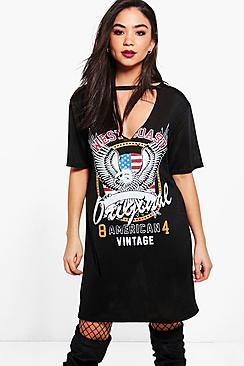 Boohoo Bethany Eagle Print Knitted Band Dress