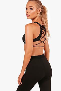 Boohoo Alice Fit Lace Up Back Sports Crop