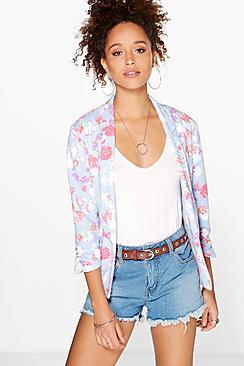Boohoo Faith Floral Jersey Blazer