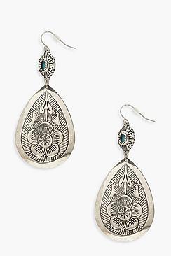 Boohoo Silver Boho Teardrop Earrings