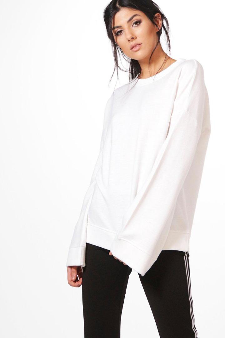 Boohoo Rose Extreme Oversized Drop Arm Sweater White