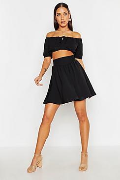Boohoo Linen Look Skater Skirt