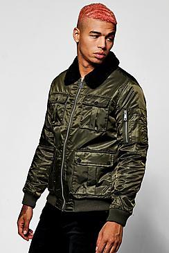 Boohoo 4 Pocket Borg Collar Harrington Jacket