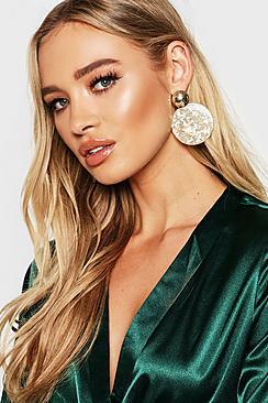 Boohoo Gold Glitter Resin Earrings