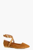 Boohoo Gracie Eyelet Detail Strap Ballet Tan