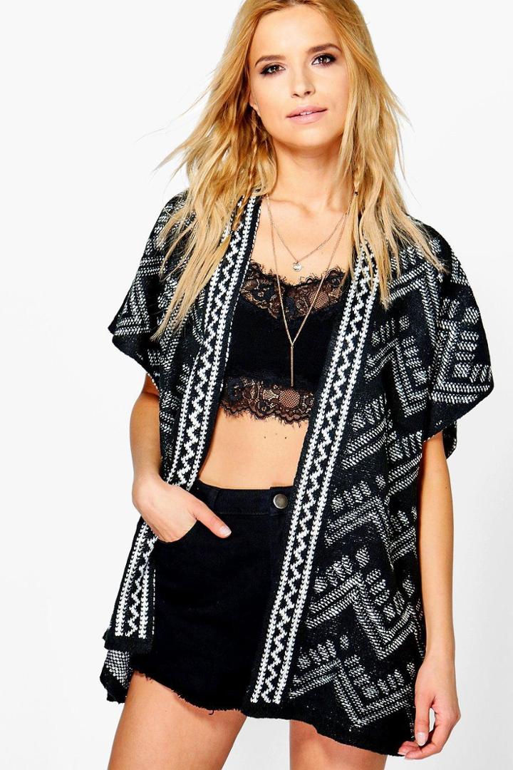 Boohoo Maisie Edge To Edge Poncho Cape Black